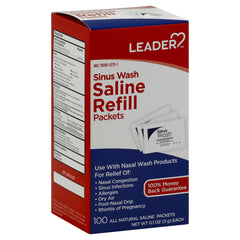 Leader Saline Refills Nasal Sinus Wash Relieves Sinusitis & Allergies, 100 Ct Packets