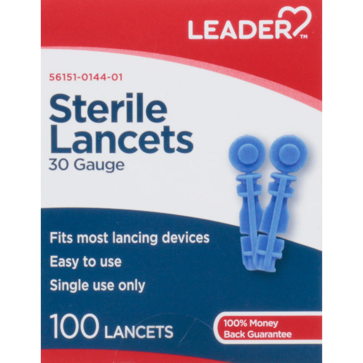 Leader Sterile Lancets, Super Thin, 30 G, 100 Count