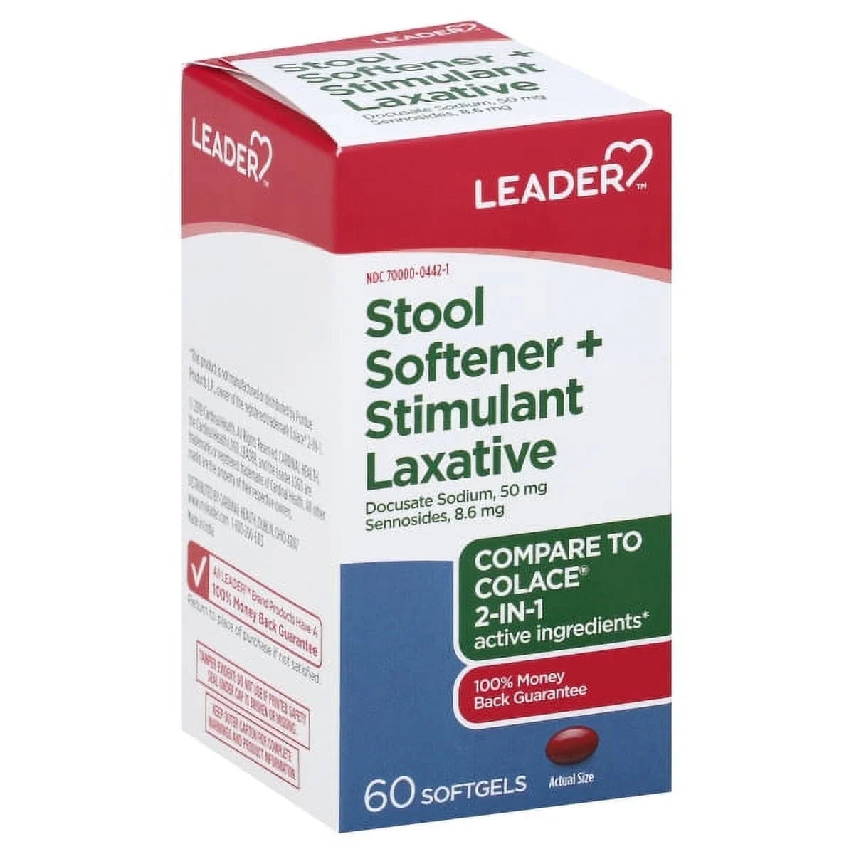 Leader Stool Softener + Stimulant Laxative, 60 Softgels