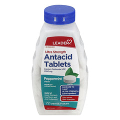 Leader Ultra Strength Antacid Tablets, Peppermint, 72ct - Fast Heartburn Relief