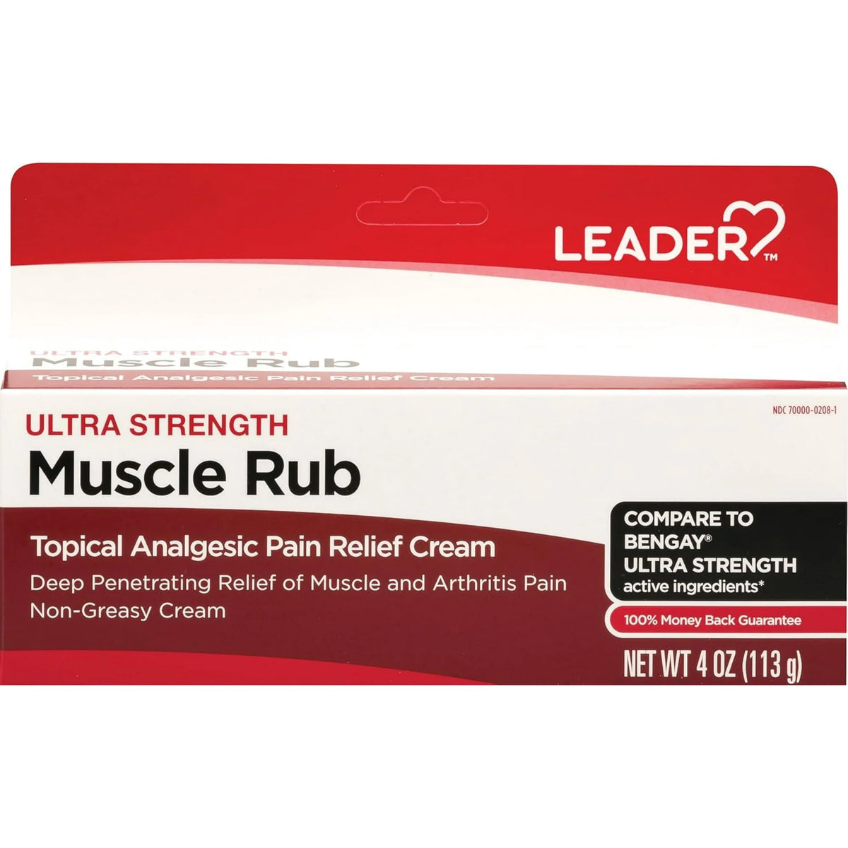 Leader Ultra Strength OTC Muscle Rub Cream for Arthritis Pain Relief, 4 oz.