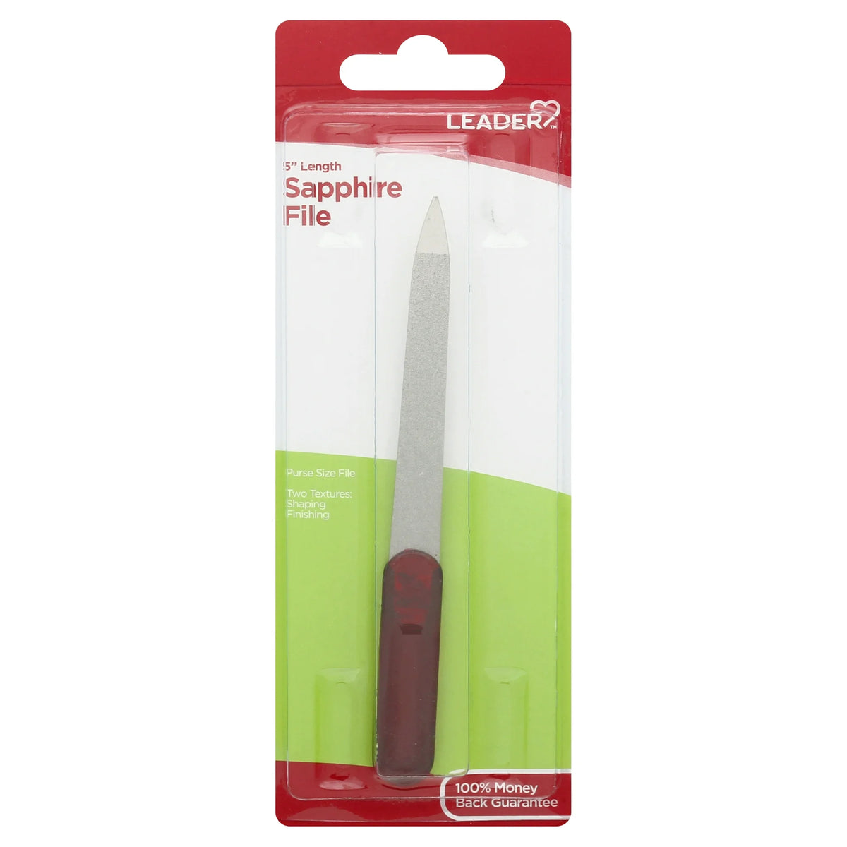 Leader Unisex Red Plastic-Handled Nail File Sapphire 5" Gentle to Use, 1 Ct