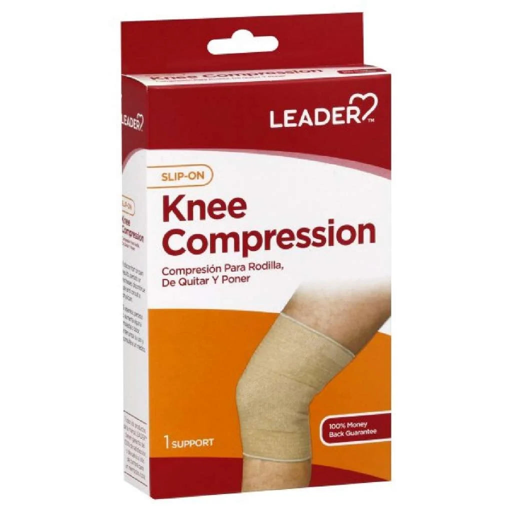 Leader Unisex Slip on Knee Compression Beige, Medium, 1 Ct