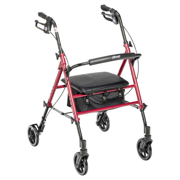 Drive Medical Adjustable Height Rollator, 6" Casters