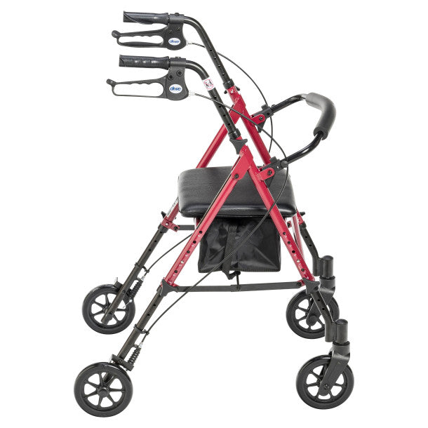 Drive Medical Adjustable Height Rollator, 6" Casters