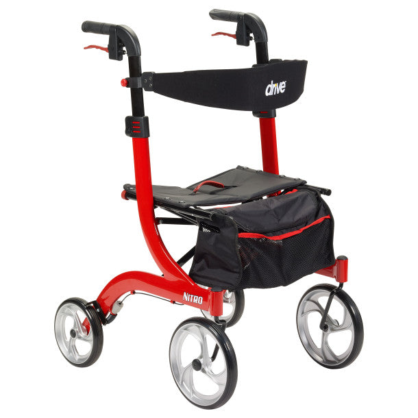 Drive Medical Nitro Aluminum Rollator, Tall Height, 10" Casters