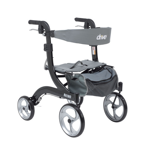 Drive Medical Nitro Aluminum Rollator, Hemi Height, 10" Casters