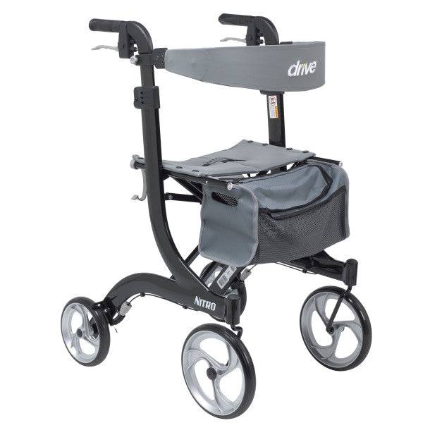 Drive Medical Nitro Aluminum Rollator, Tall Height, 10" Casters