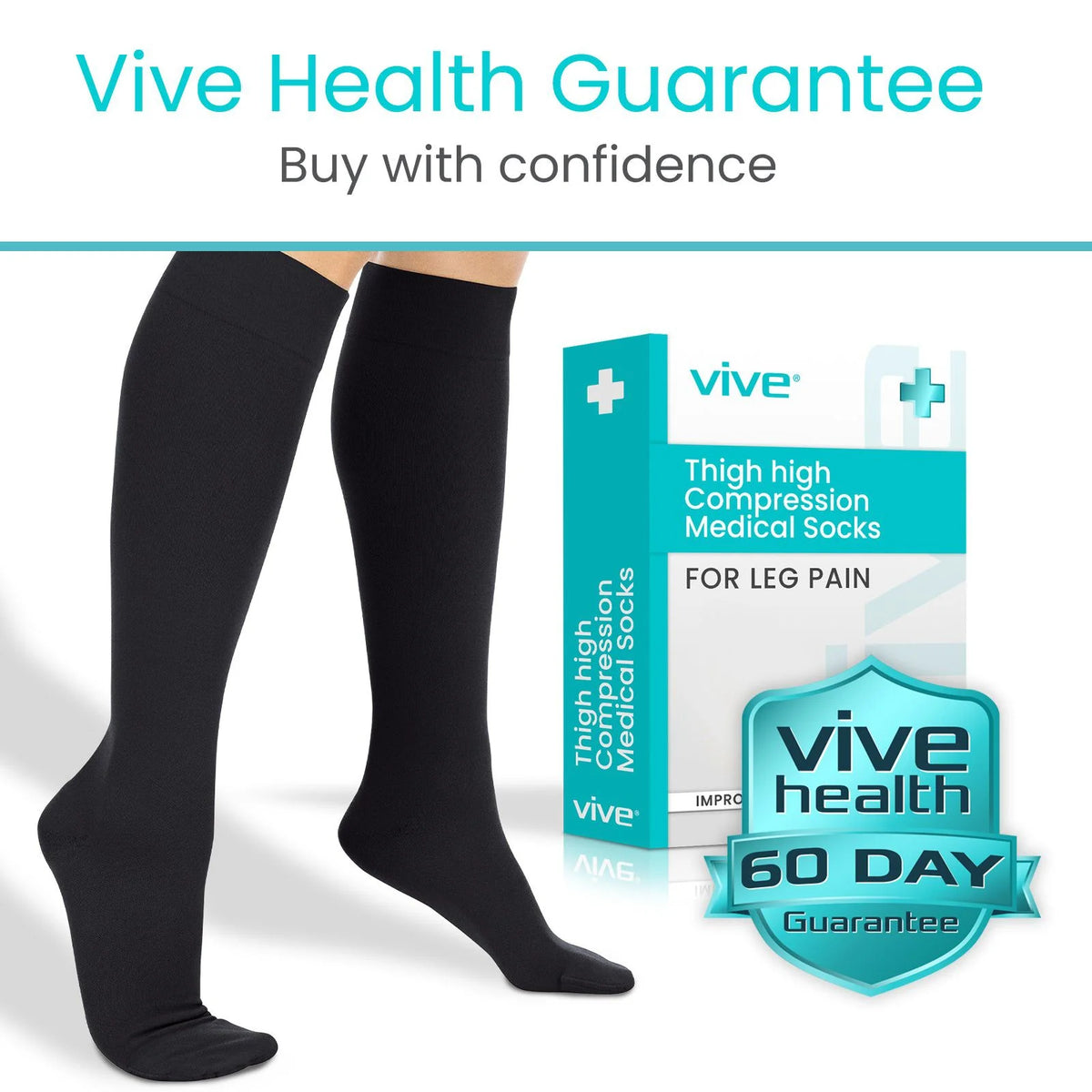 Vive Knee High Compression Stockings 20-30mmHg