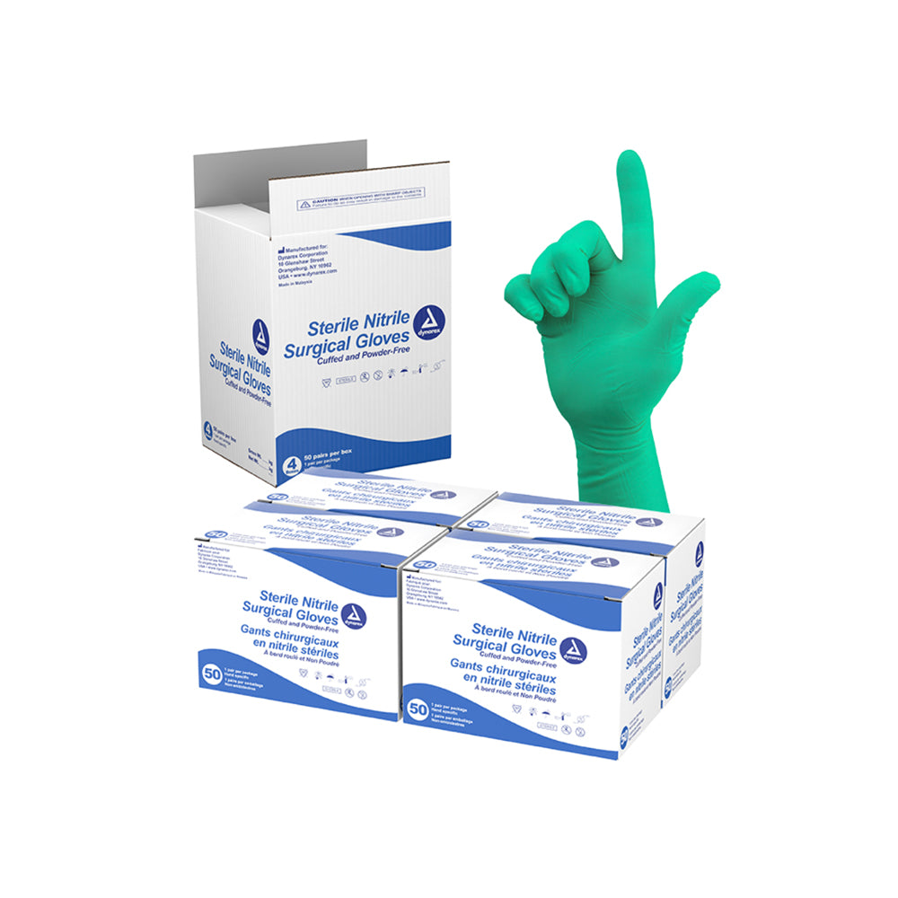 Dynarex Sterile Nitrile Surgical Exam Gloves, Powder-Free