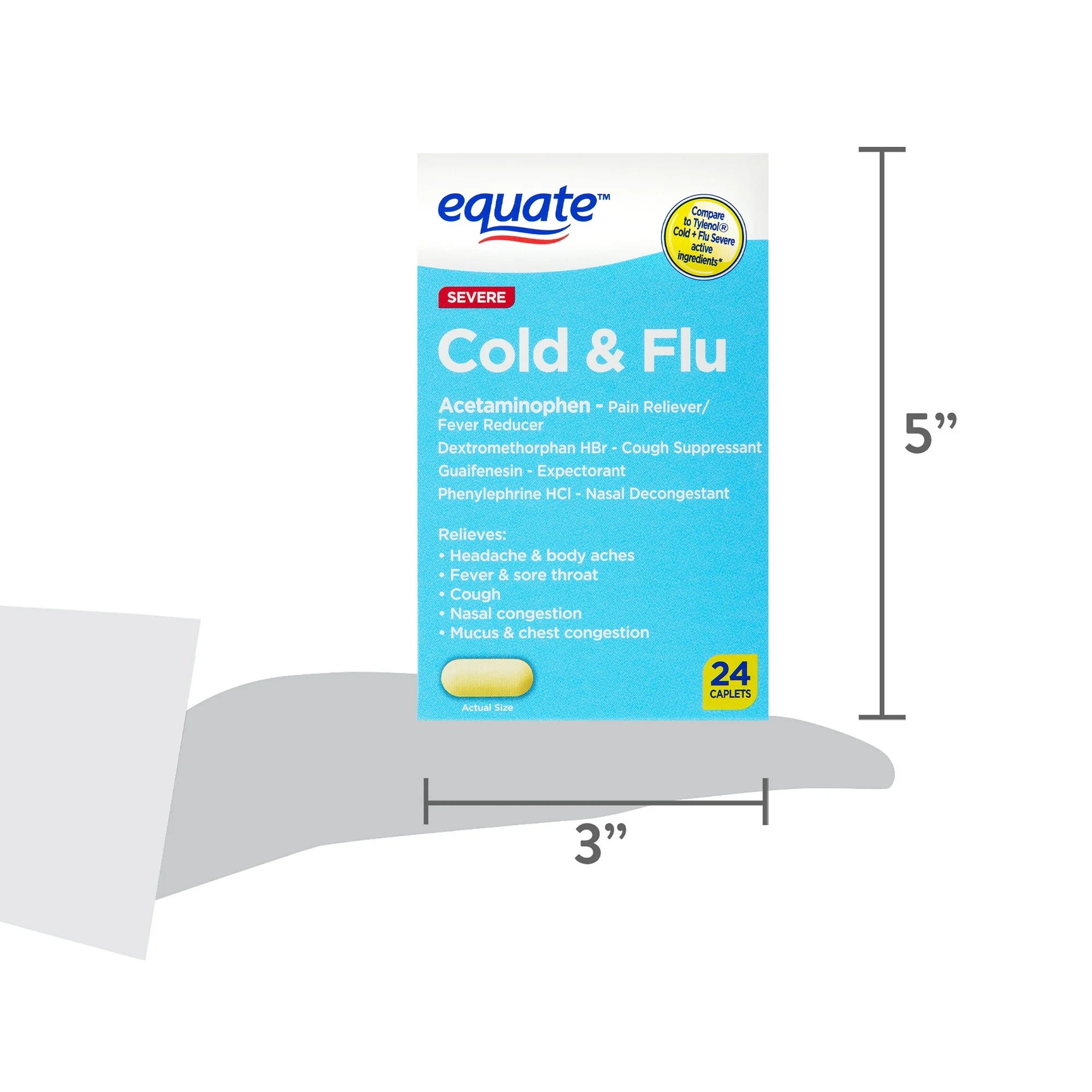 Equate Severe Cold & Flu Caplets, 24 Count