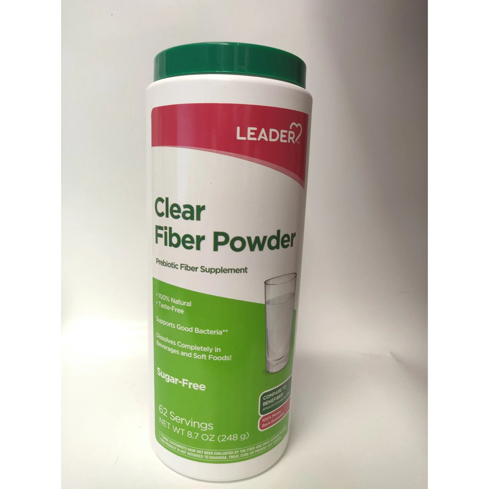 Leader Clear Fiber Powder Prebiotic - Sugar Free, Taste Free, 8.7 oz