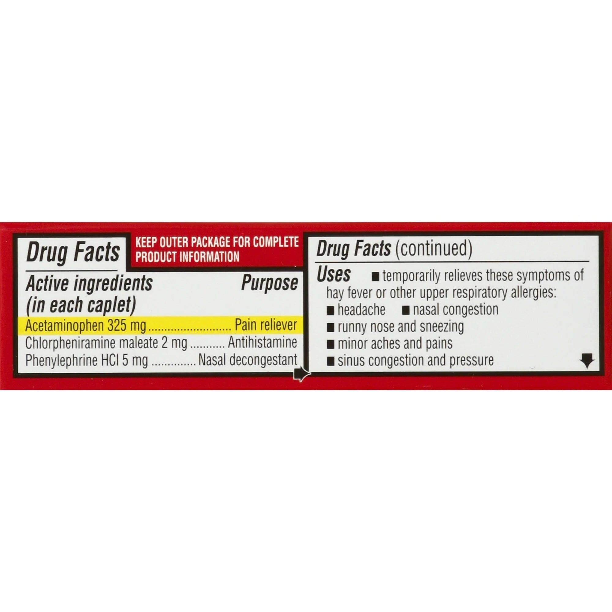 Leader Allergy Multi Symptom Acetaminophen Pain Reliever Caplets, 24 Ea, 6 Pack