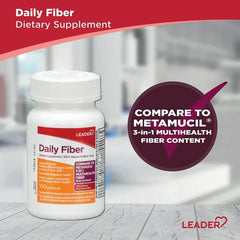 Leader Daily Fiber Supplement, Helps Lower Cholesterol & Promote Heart Health, 100 Ct