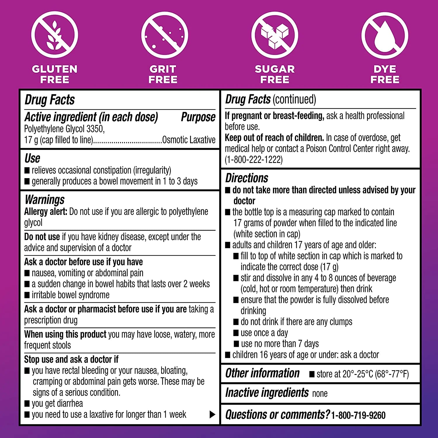 Leader ClearLax Laxative Powder for Gentle Constipation Relief, Grit-Free, Polyethylene Glycol, Osmotic Laxative, Stimulant-Free, Softens Stool, 30-Day Supply, 17.9 Ounce, 30 Doses (Pack of 2)