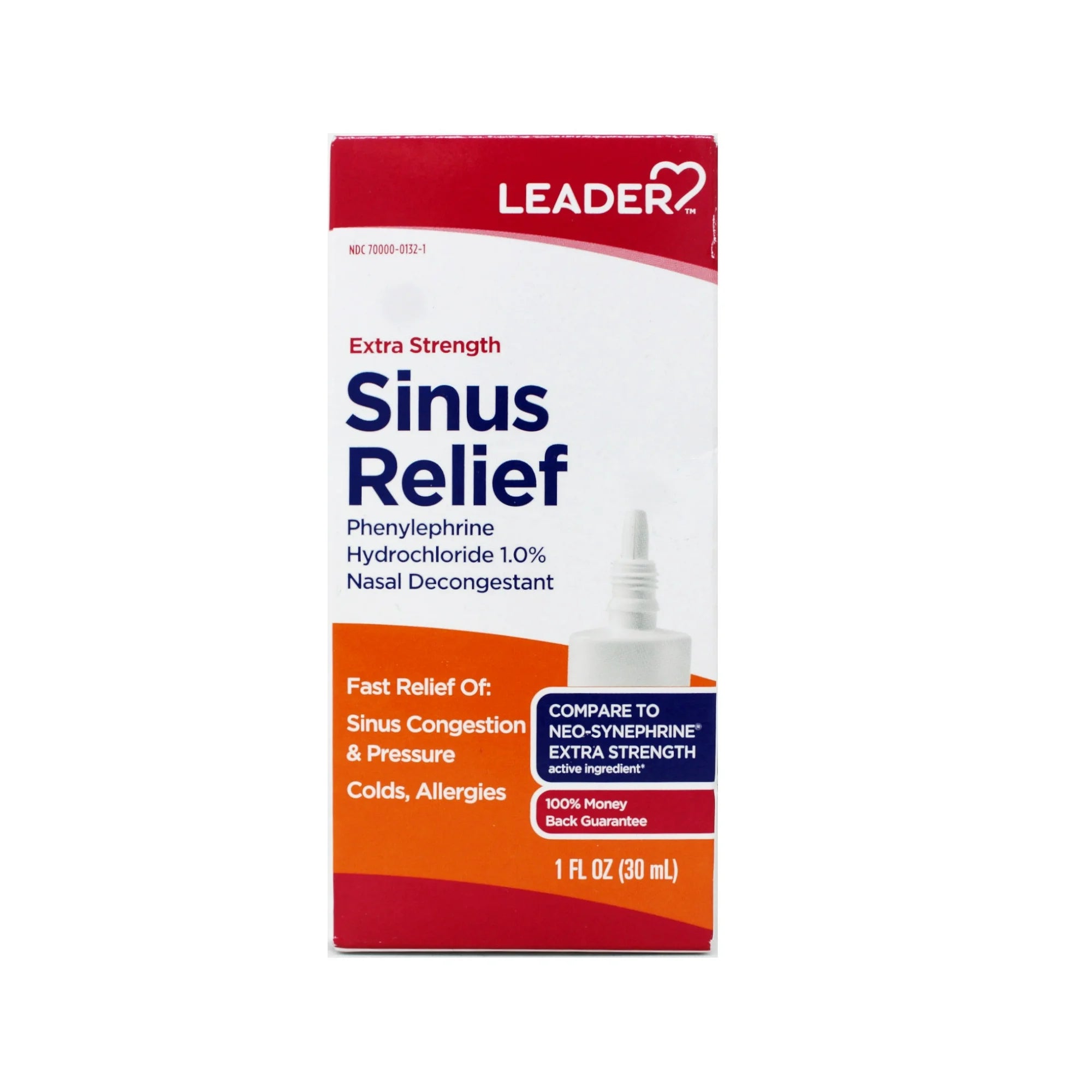 4 Pack - Leader Extra Strength Sinus Relief, Fast Acting, Sinus Decongestant, Nasal Congestion Relief Spray, Cold & Allergy 1 fl oz