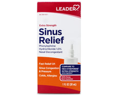 5 Pack - Leader Extra Strength Sinus Relief, Fast Acting, Sinus Decongestant, Nasal Congestion Relief Spray, Cold & Allergy 1 fl oz