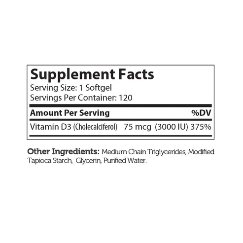 Zahler Vitamin D3 Softgels 3000 IU