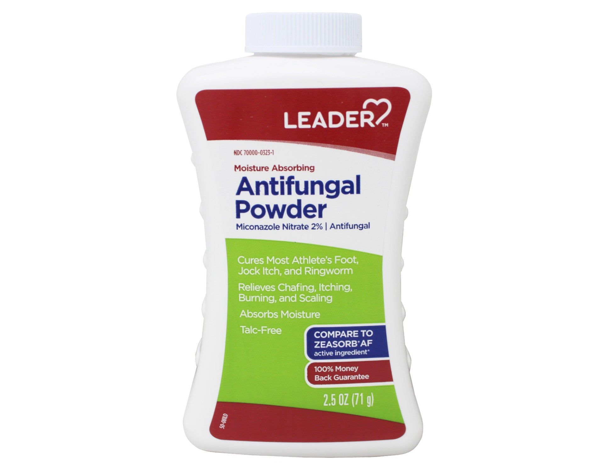 Leader Antifungal Powder Micanzole Nitrate 2%, Moisture Absorbing, Talc-Free, for Athletes feet, Jock itch, and Ringworm 2.5 Oz - 6 Pack