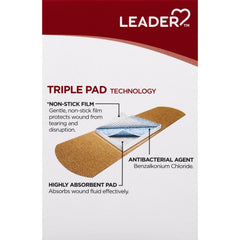 Leader Antibacterial Flexible Fabric Adhesive Bandages, Assorted Sizes, 30 Count Per Box