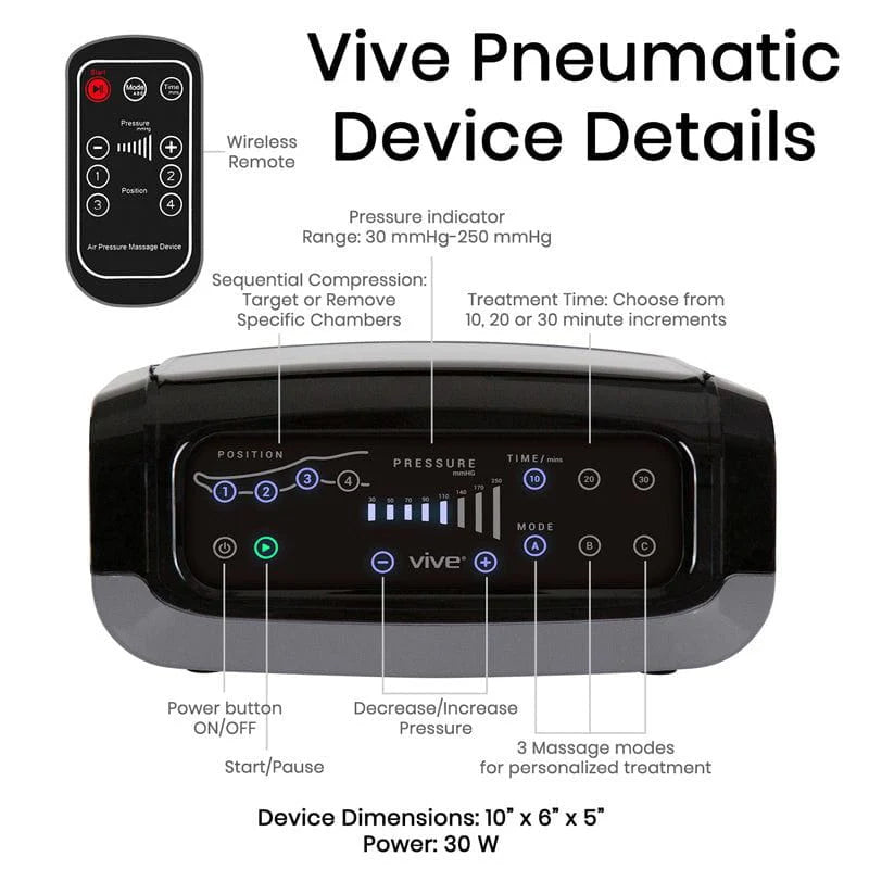 Vive Leg Compression Machine - Sequential Pump Device For Recovery, Swelling and Pain Relief